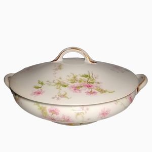 Vintage 1900's Elegant GDA Limoges Round Covered Serving Dish